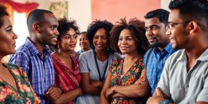 Grup divers de oameni discutând despre reformele politice.