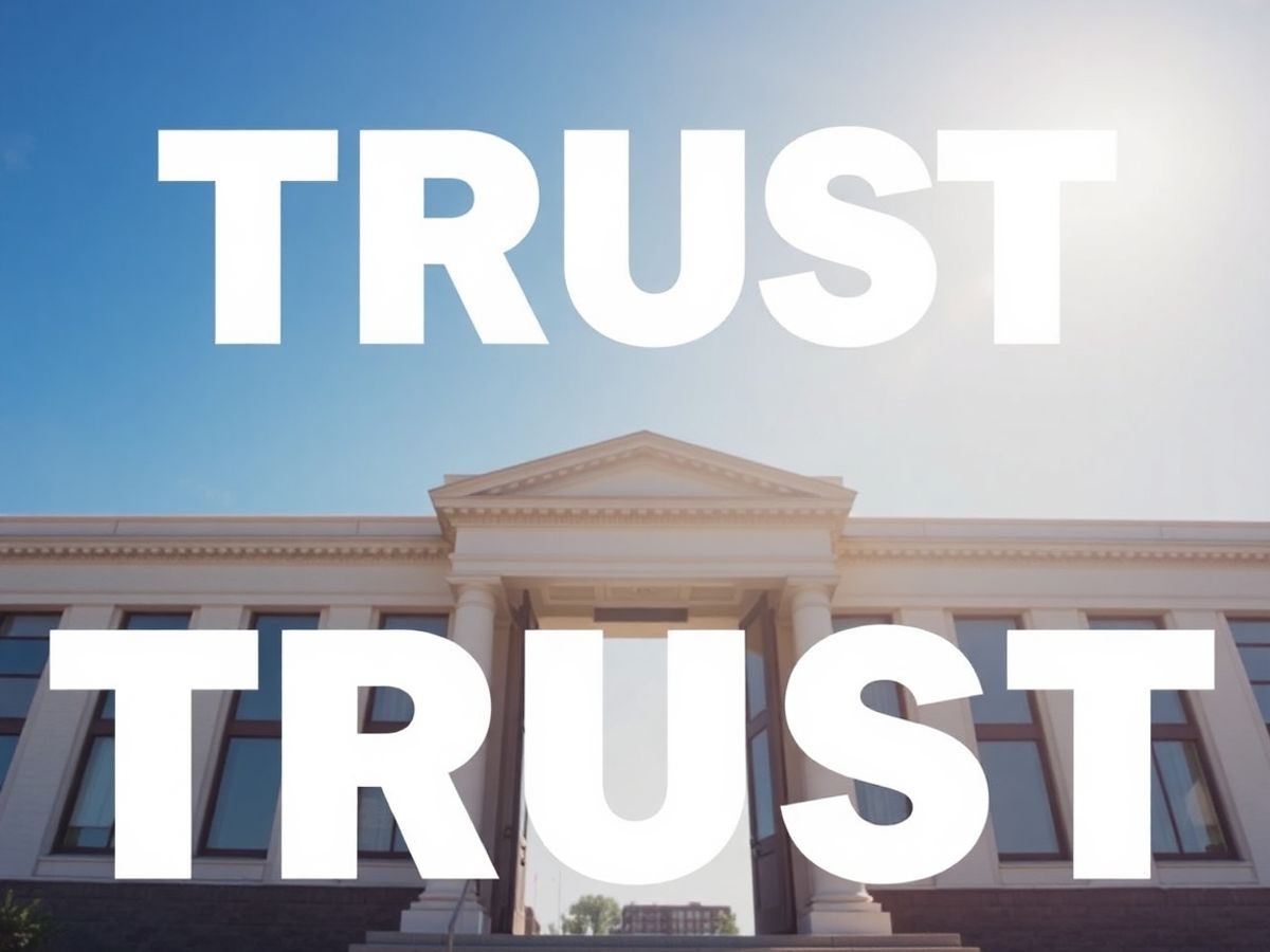 Clădire guvernamentală cu ușa deschisă și cer senin.